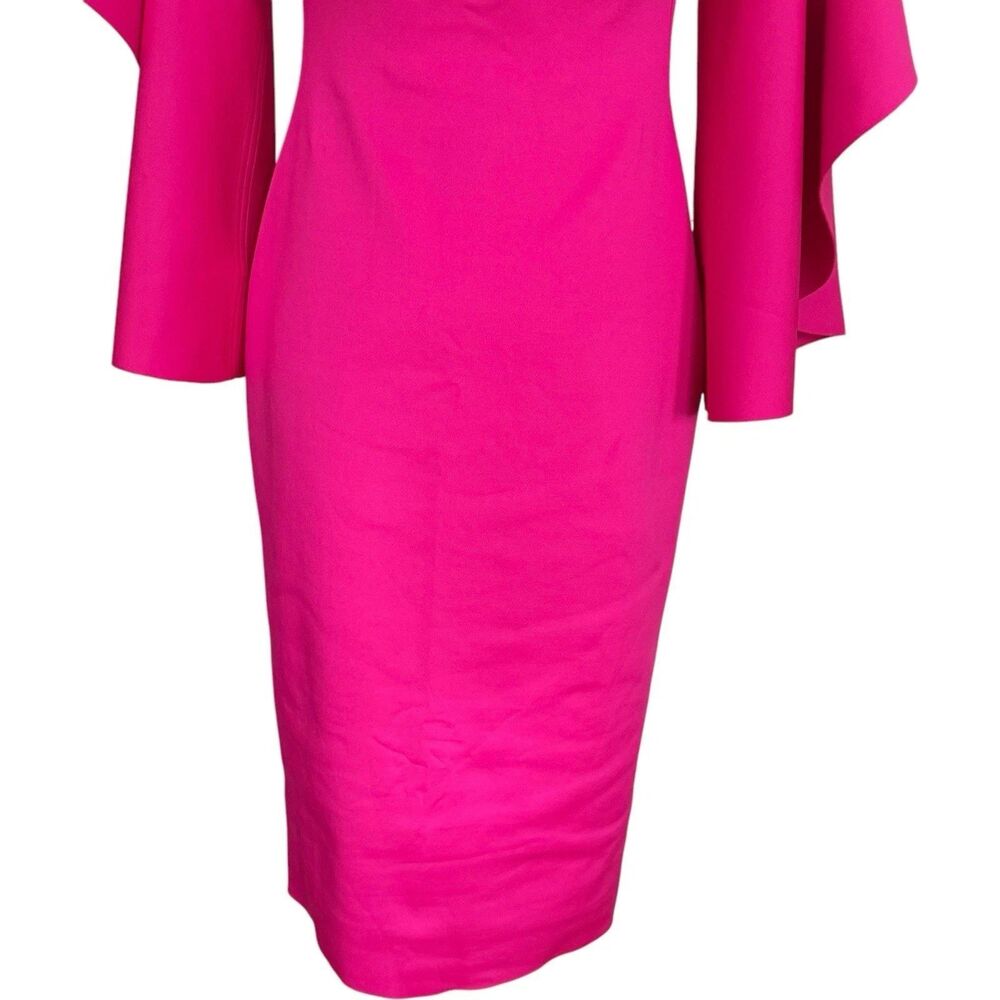Black Halo Eve Hot Pink Off the Shoulder Asymmetrical Sleeves Dress Size 4